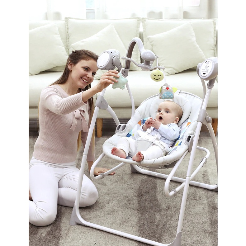 Ayunan Bayi Goyang Otomatis Baby Electric Auto Swing Kursi Ayun + Music + Meja Makan BPA Free Mainan MARIBEL