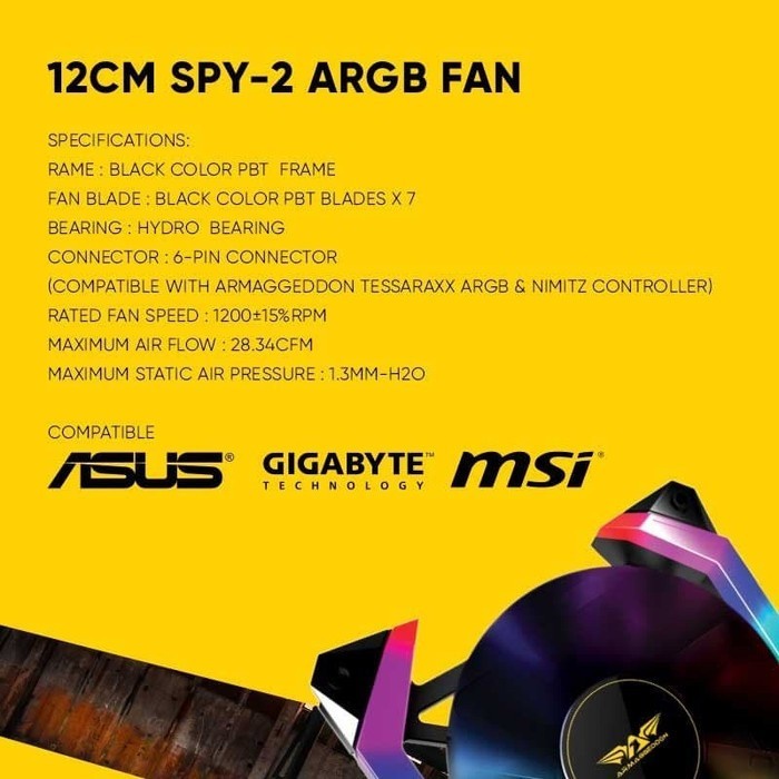 Fan Armaggeddon Tessaraxx TX-12 SPY-2 ARGB - Armagedon TX12 SPY2 12cm