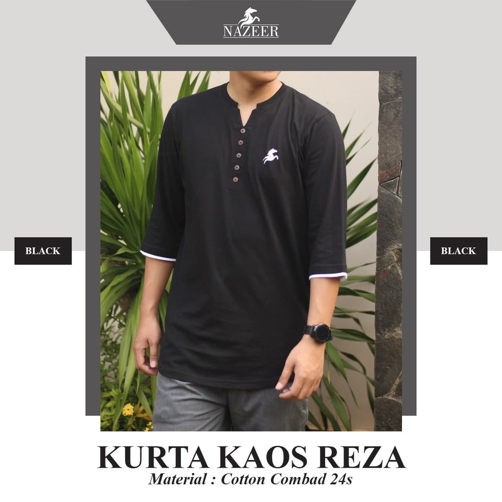 KURTA KAOS REZA NAZEER / KAOS KURTA PRIA / BAJU KAOS KURTA / KAOS PRIA LENGAN 3/4