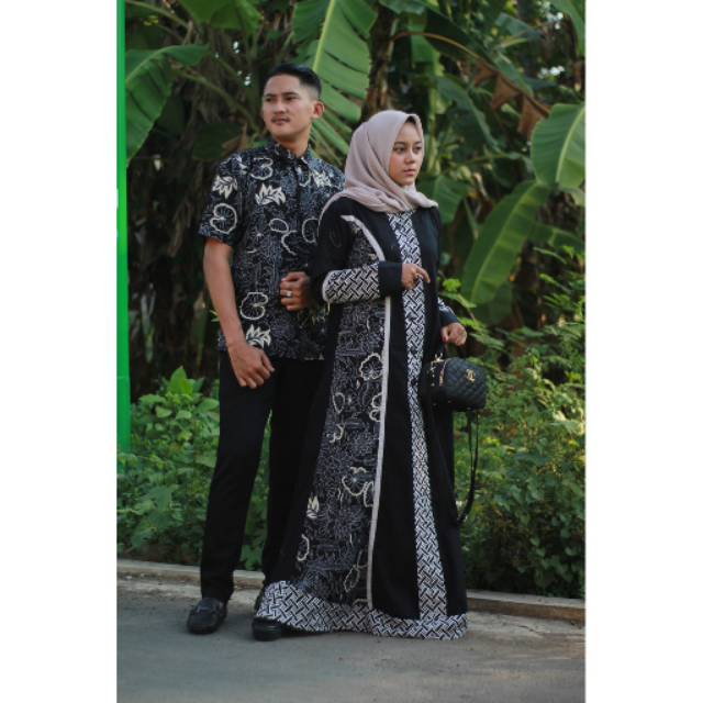 couple gamis batik pager abu asli pekalongan