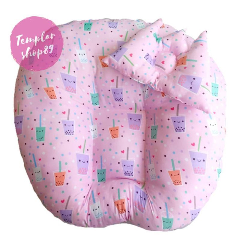 sofabayi / baby launcer free bantal mahkota dan tas mika motip drink pink