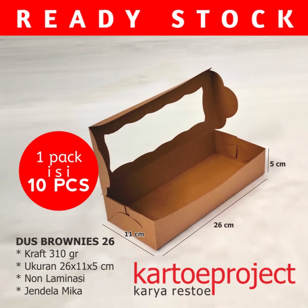 

26x11x5 kraft jendela mika / dus brownies / box brownies / kemasan brownies