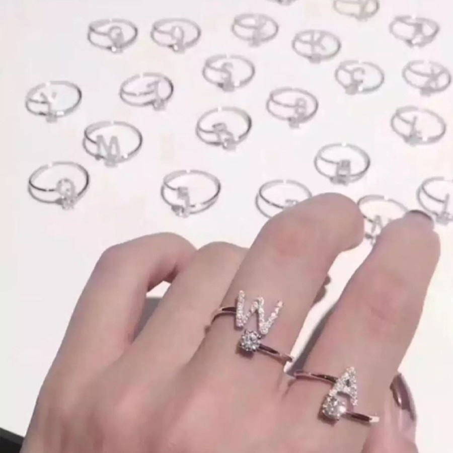 [Bayar di Tempat] Cincin Huruf Abjad Inisial Berlian Ring Xuping Silver Perak Perhiasan