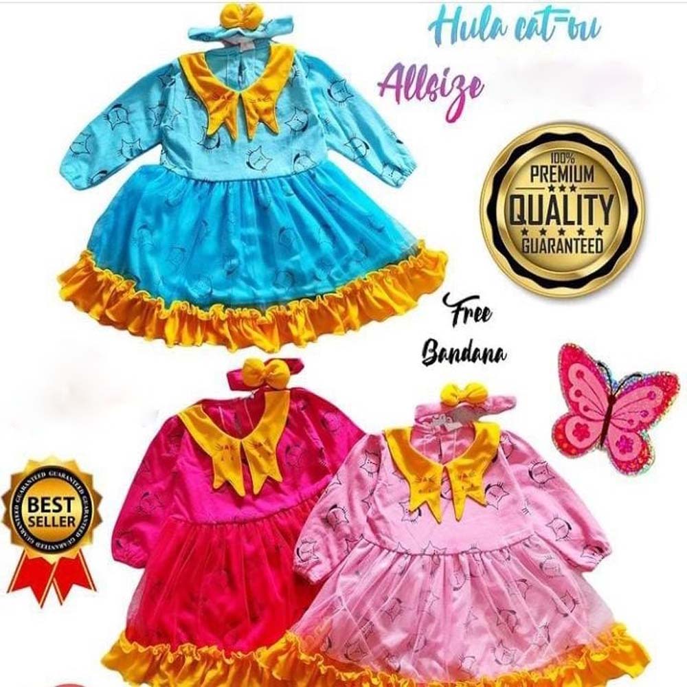 Baju Anak Bayi Perempuan Dress Gaun Bayi Adem Hula Cat