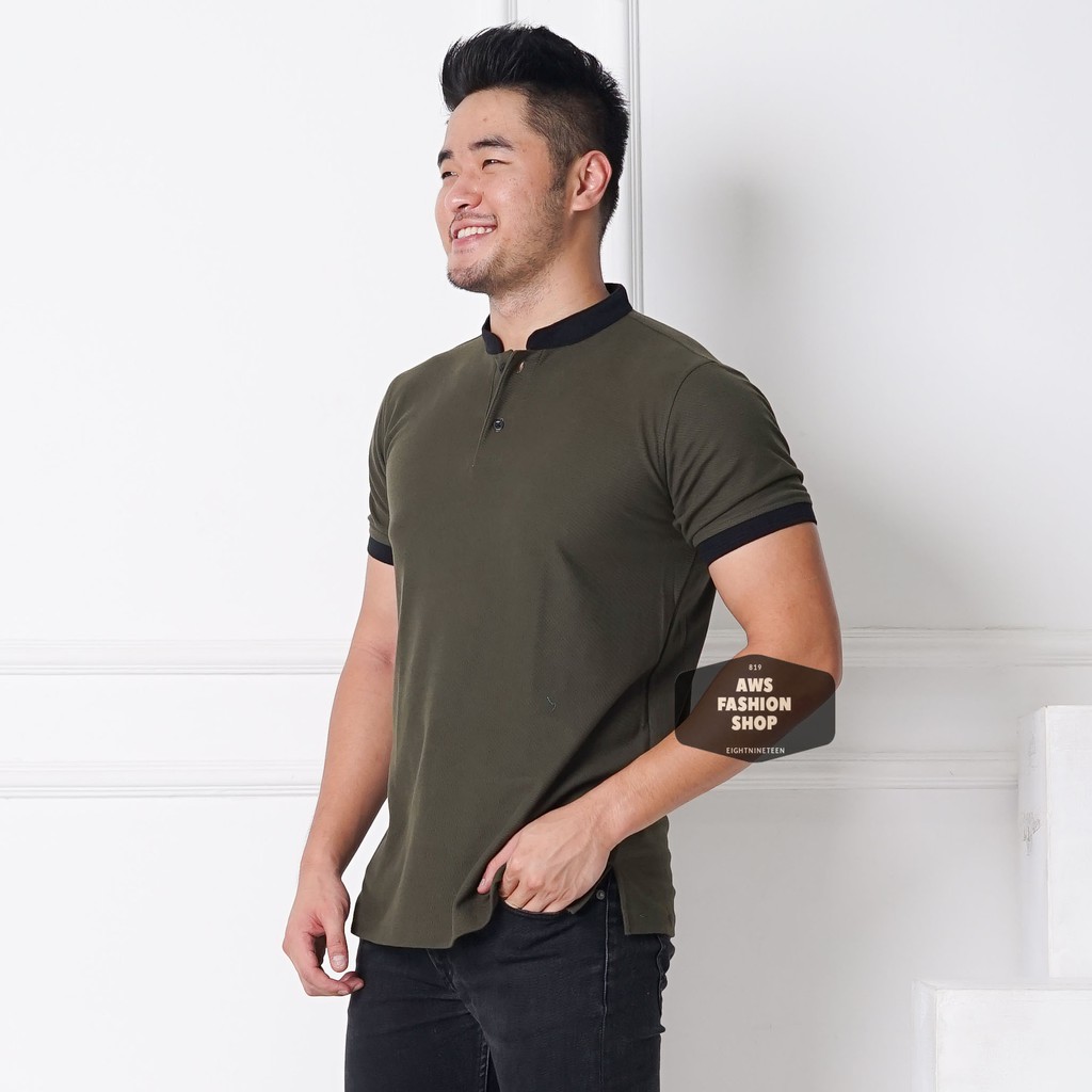 Kaos Polo Pria Polo Shirt Kerah Shanghai  Lengan Pendek Hijau Army TNI BIG SIZE JUMBO XXL / 3XL