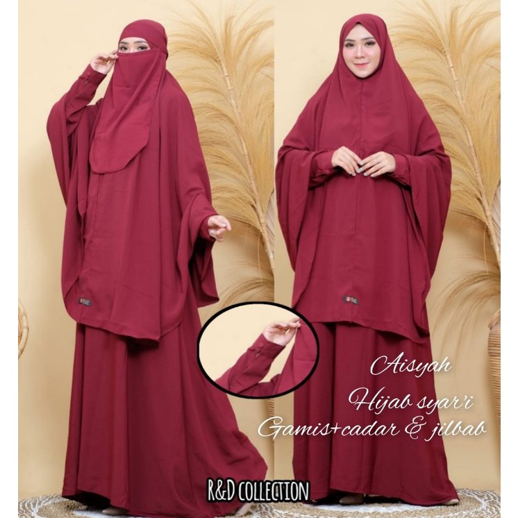 gamis syari polos free cadar bandana/Aisyah syar'i/gamis ukuran SMLXL