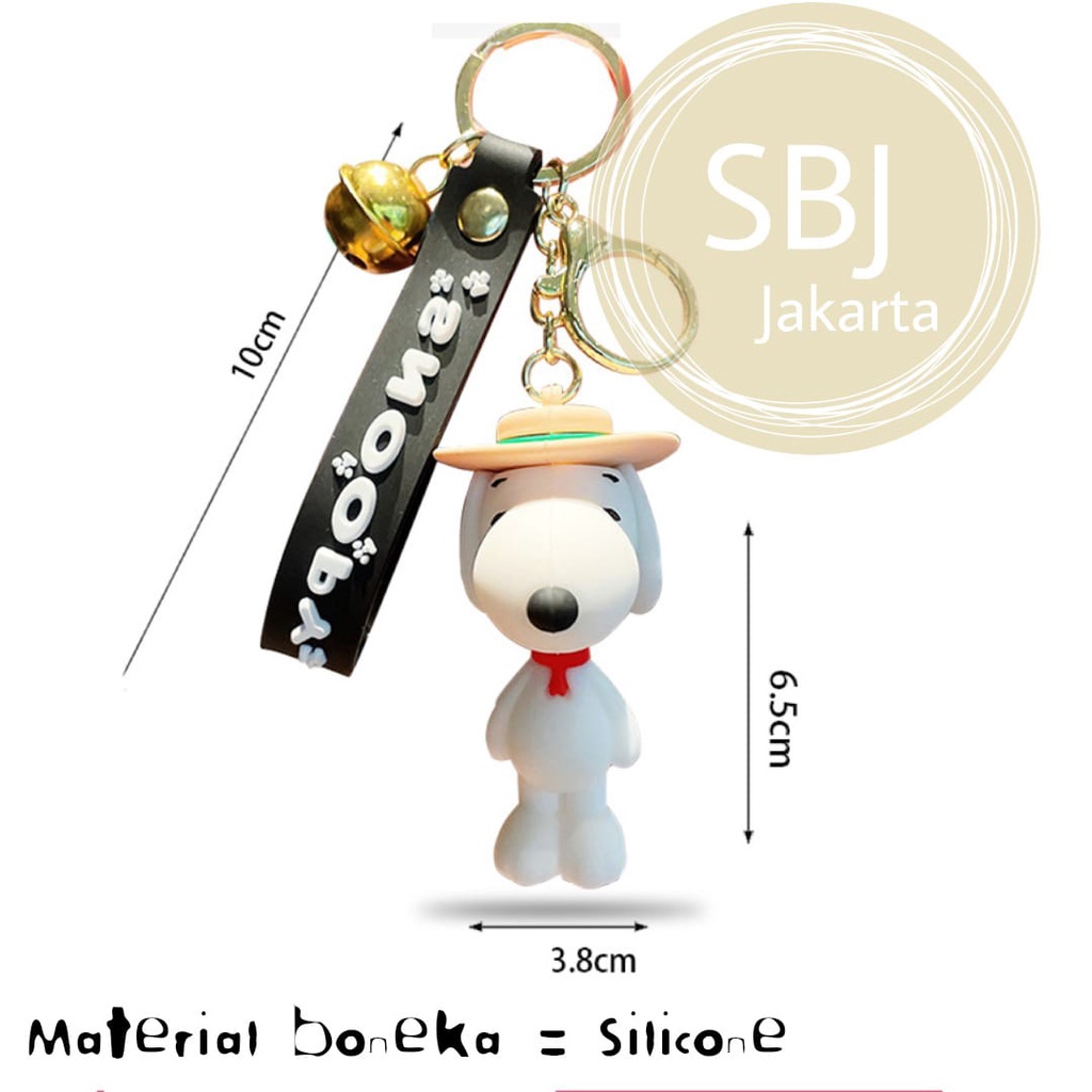 Gantungan kunci Snoopy / Keychain snoopy bahan silicone dengan kerincing