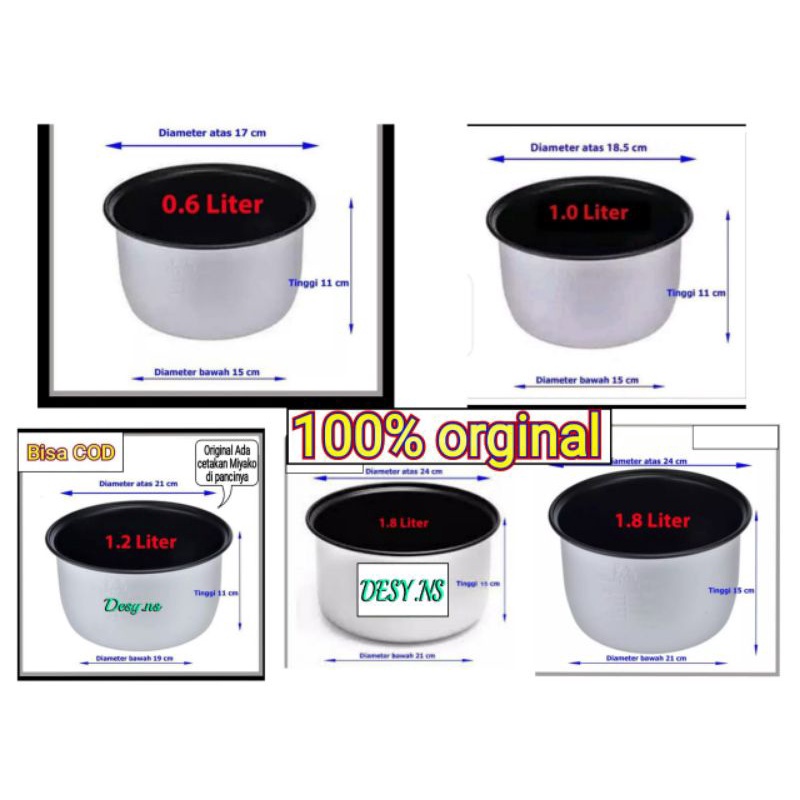 Panci Miyako 0.6-1.8liter 100% Original/ Panci Rice Cooker Miyako 0.6-1.8liter