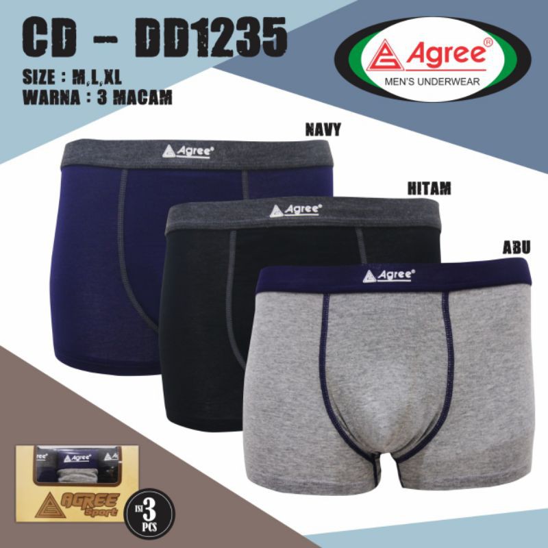 3pcs_ CD agree boxer dd 1235 / CD boxer pria agree 1235 / celana dalam agree / celana boxer agree