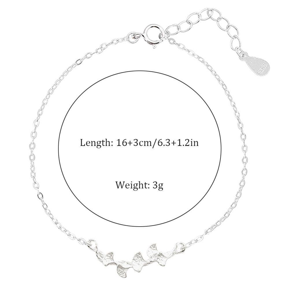 Gelang Liontin Daun Ginkgo Bunga Warna Silver Untuk Pasangan