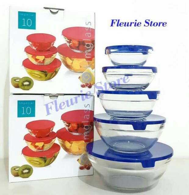 Kimglass Imperal Bowl Set Isi 5 - Mangkuk Sayur Salad Buah Makanan