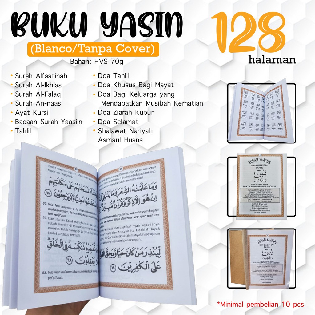 Buku Yaasiin Ya'sin tahlil128 Halaman Asmaul Husna Tanpa Cover