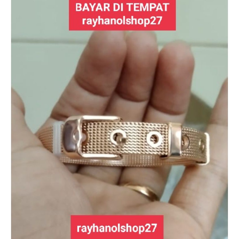 GELANG TANGAN WANITA TITANIUM ASLI MOTIF PILIHAN ANTI KARAT LAPIS EMAS