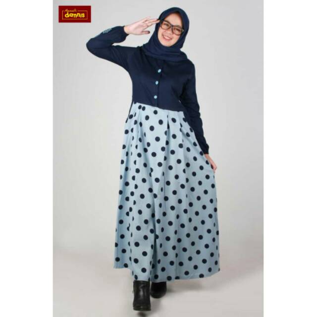 SALE GAMIS ABAYA DANNIS (BLUE) /ABAYA DEWASA/ CUCI GUDANG AKHIR TAHUN