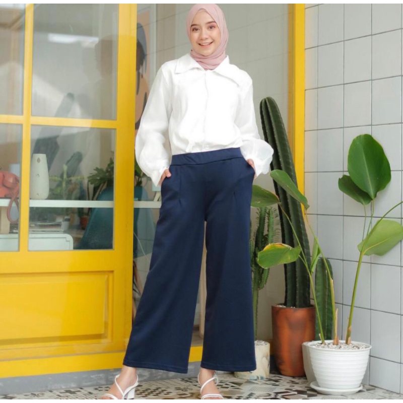 Celana Kulot scuba Putih Scuba Premium / Kulot Basic Pants Scuba