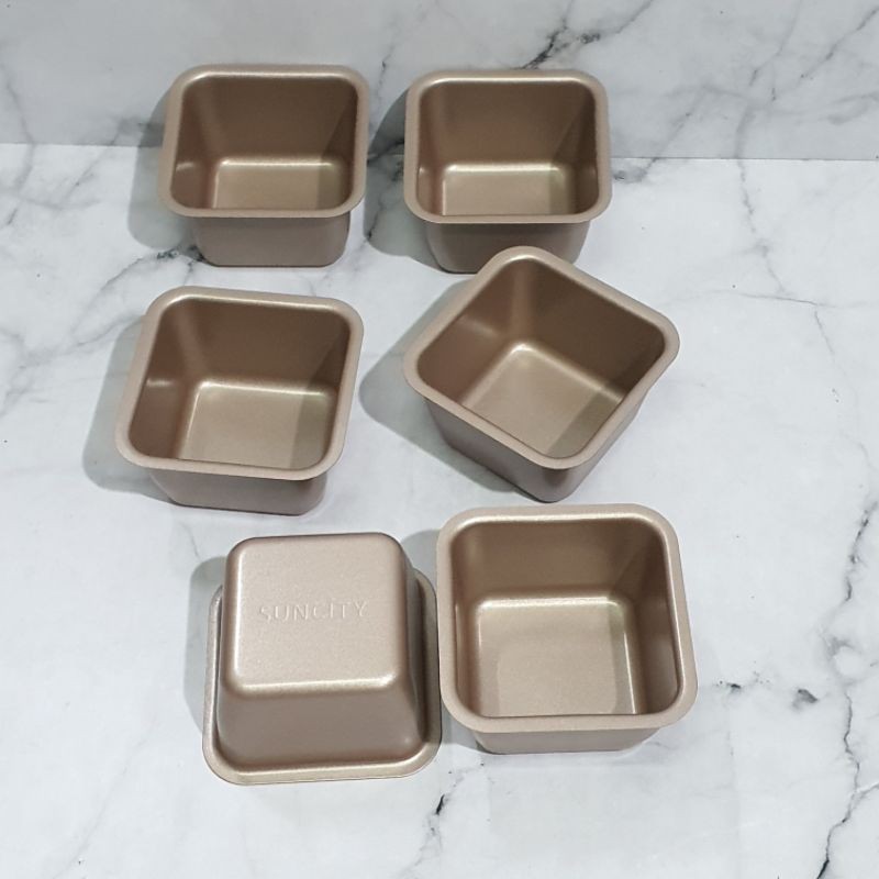 suncity mini square loaf pan set 6 pcs / loyang roti kecil