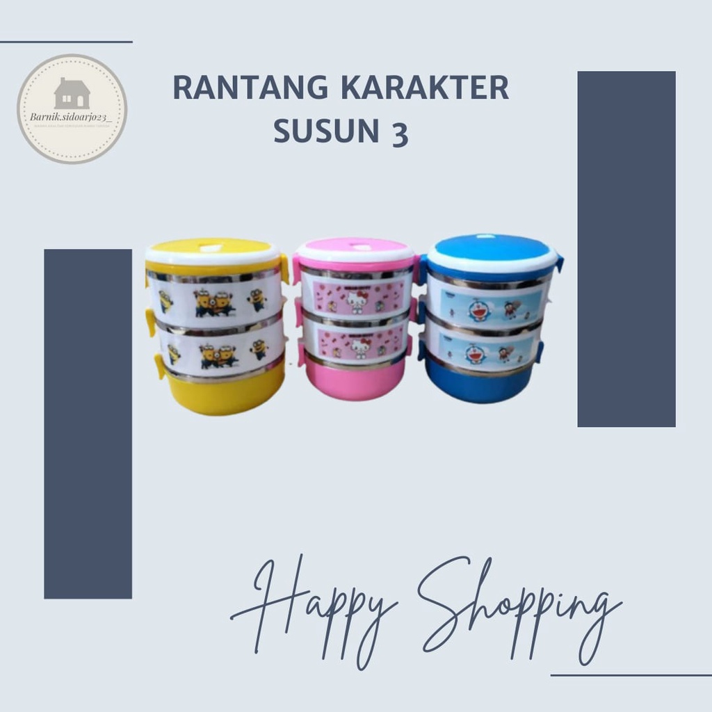 [BISA COD] Rantang Stainless 2 Susun / Rantang 3 Susun / Rantang 3 Susun Karakter / Rantang 2 Susun 