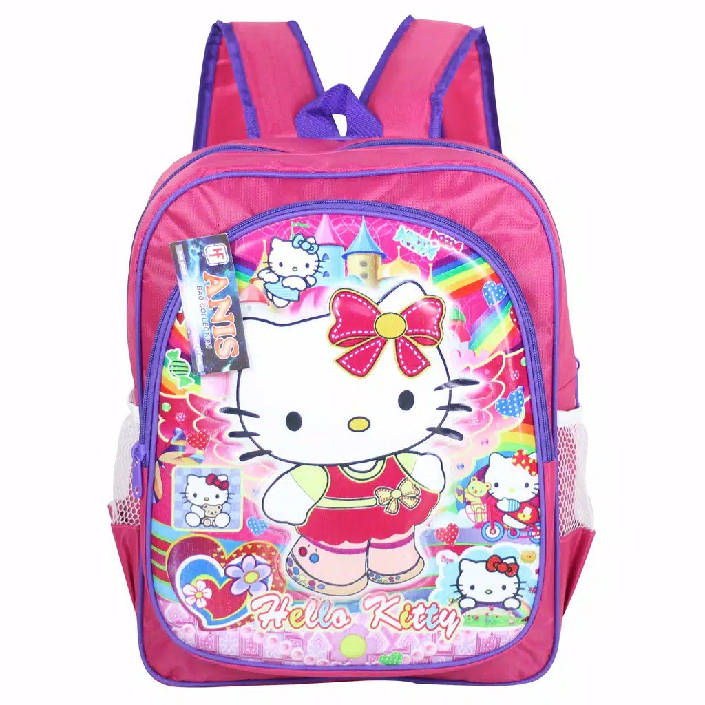 Ransel Sekolah Anak Perempuan Cewek TK SD Emboss Gambar Kartun Cewe Hello Kitty Cantik Bagus Murah