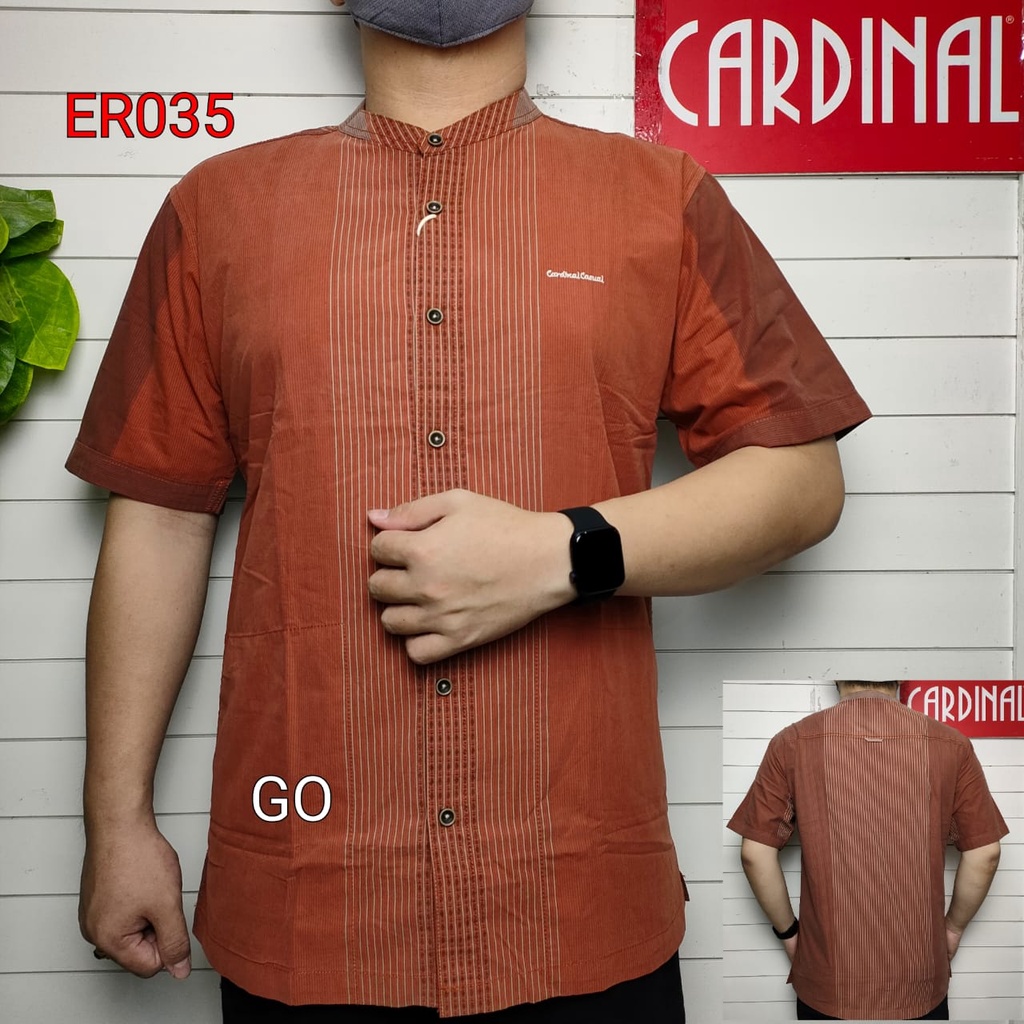 gof M-L CARDINAL KEMEJA KOKO Pria Dewasa Lengan Pendek Pakaian Muslim Distro Original TQP