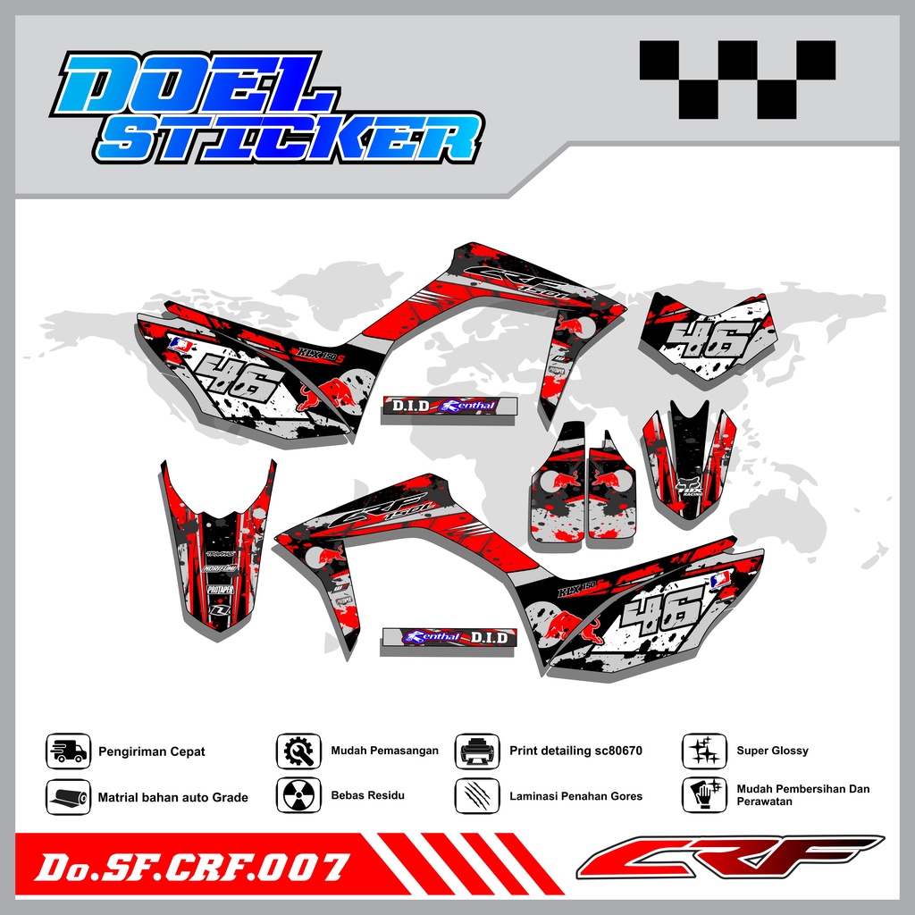 Sticker Striping Semifull CRF 150L List Variasi Hologram Pelangi,Crome Doel 007