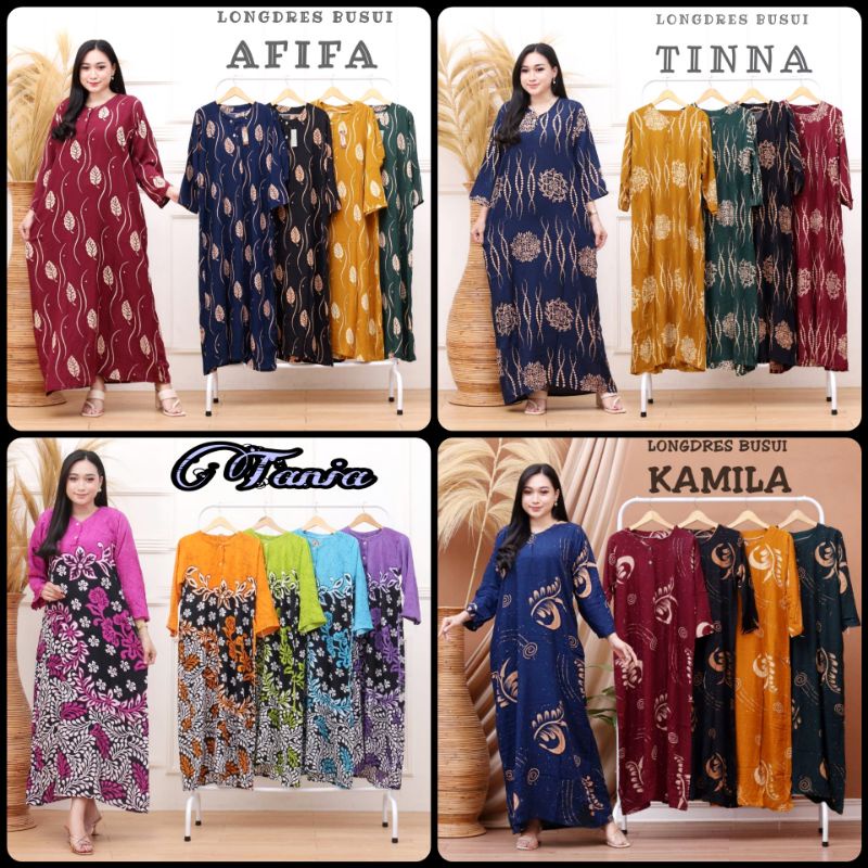 Long Dress Rayon Premium Kancing Depan Motif Kekinian Daster Batik Rayon