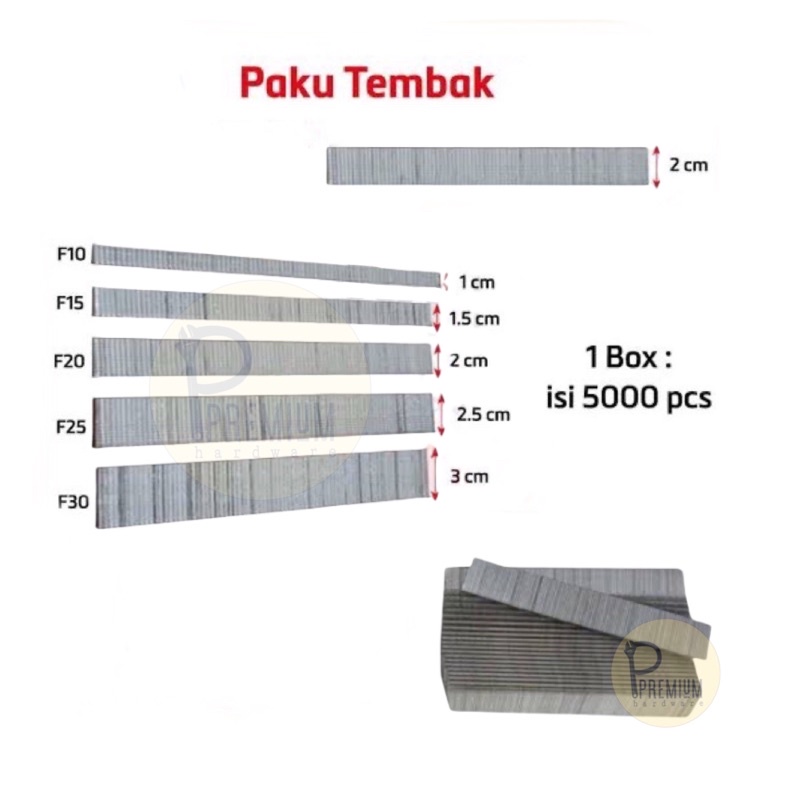 ISI PAKU TEMBAK F20/F25/F30REFILL BRAD NAILER AIR NAILER PAKU TEMBAK 20MM/25mm/30mm