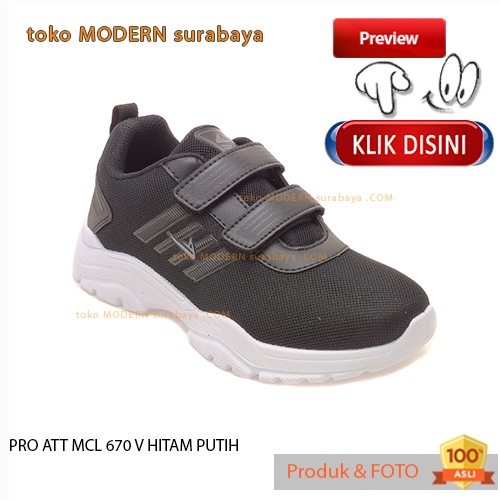 RO ATT MCL 670 V HITAM PUTIH sepatu sekolah anak perekat sneakers