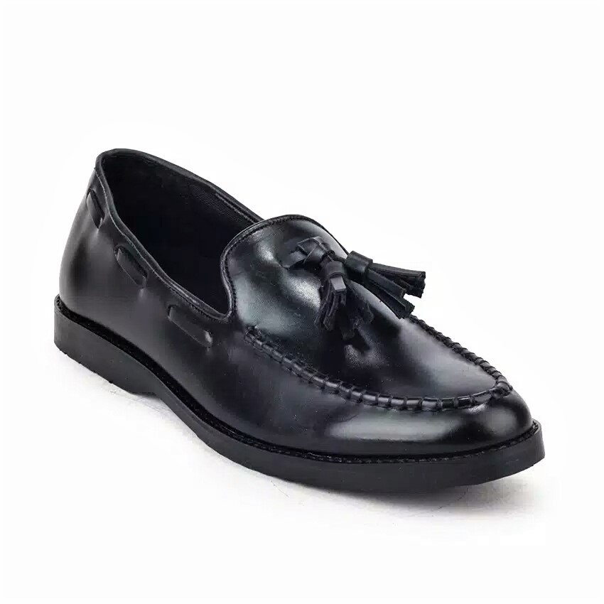 PORTO BLACK - Sepatu Pantofel Pria Kulit Formal Kantor Kasual Kerja Kuliah - Pantopel
