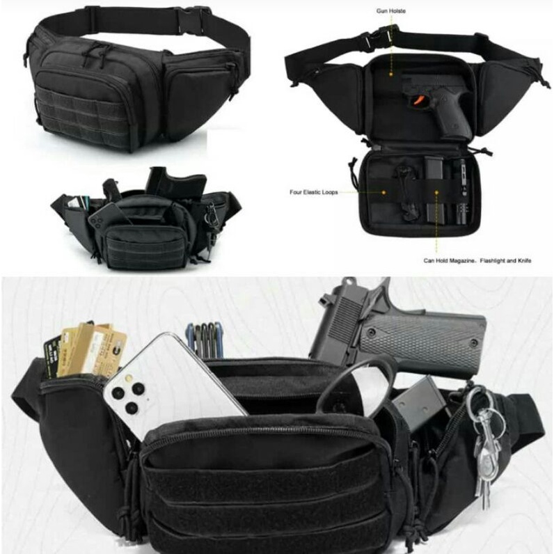 Waist bag tactical tas pinggang pistol impor