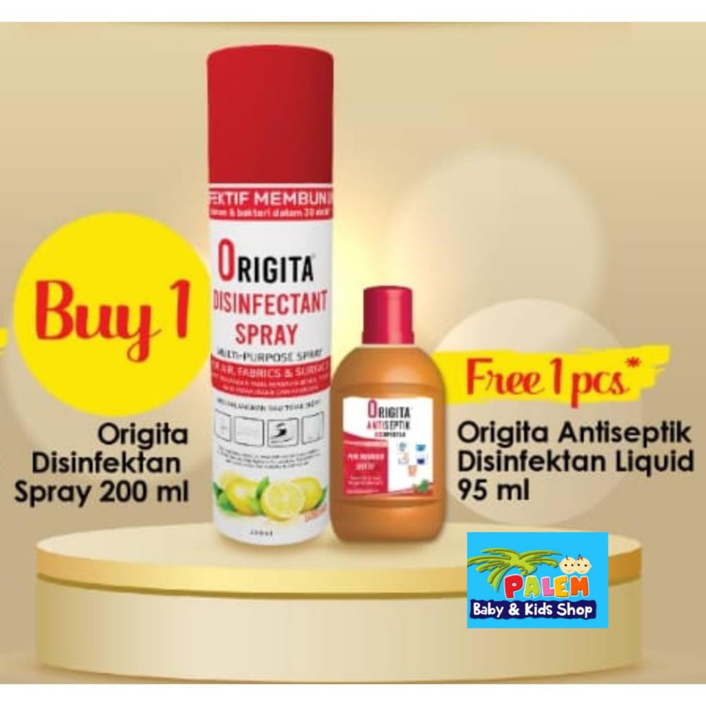 ORIGITA DISINFECTANT SPRAY 200 mL - FREE ANTISEPTIK 95ML (SOS DISINFECTANT) 0244 (khusus jabodetabek&amp;Pulau Jawa)