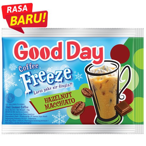 

Good Day Freeze Hazelnut Macchiato 1 Renteng 10 Sachet @30gr