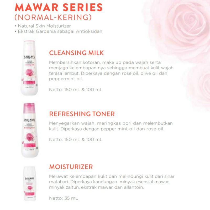 SARIAYU REFRESHING TONER | MILK CLEANSER | PELEMBAB SARIAYU JERUK | MAWAR | KENANGA