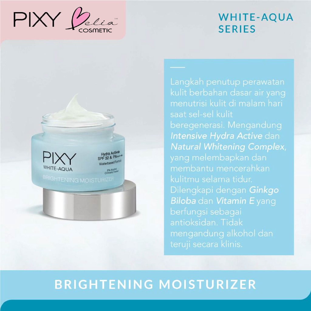 ❤ BELIA ❤ PIXY White Aqua Series | Day Cream Night Sleeping Mask Face Wash Serum Essence Aqua Clear Defense Pore Cleanse Foam