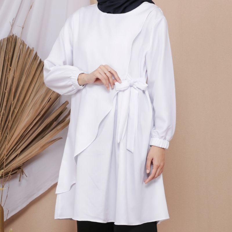 TUNIK AVIDA WHITE BLACK ROSE BEIGE TUNIC BAJU ATASAN WANITA MUSLIM REALPICT ORIGINAL