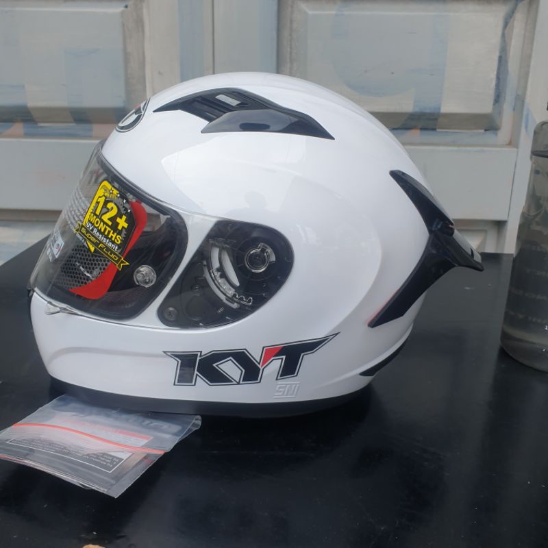 HELM KYT R10 POLOS PUTIH  - KYT R10 PAKET GANTENG SOLID WHITE