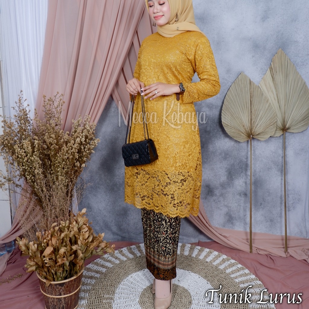 KEBAYA PESTA》KEBAYA REMAJA》KEBAYA BROKAT MODERN model tunik lurus by Mecca