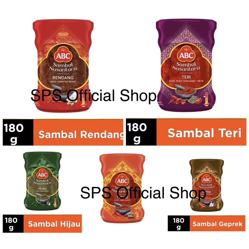 

ABC Sambal Nusantara Terasi/Sambal Hijau/Sambel Geprek/Sambal Rendang/Sambal Teri 180gr