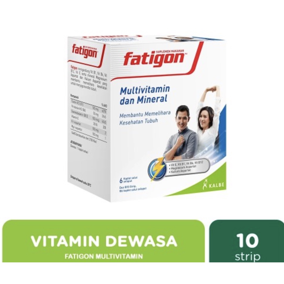 Fatigon Multivitamin dan Mineral  [1 Box isi 10 Strip x 6 Kaplet] /putih