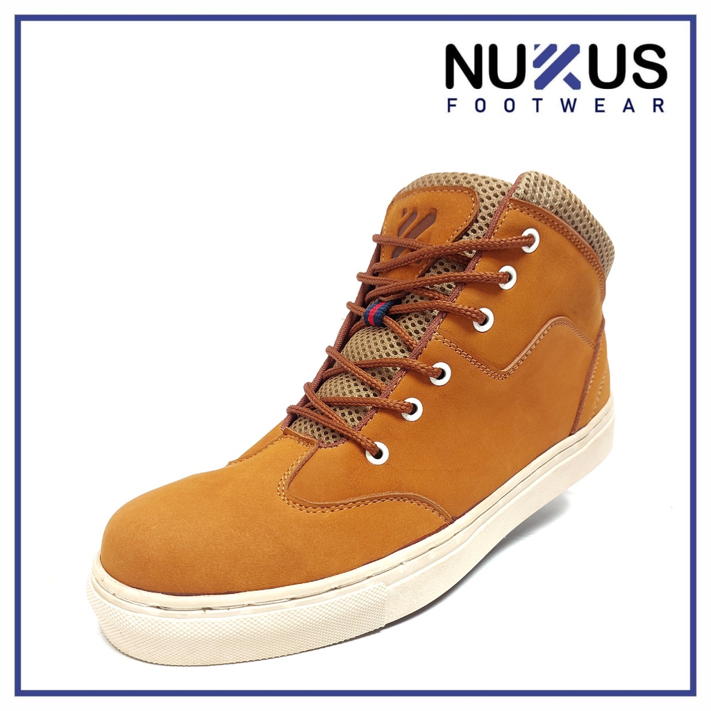 Nukus Footwear Sepatu Boots Pria Hiking Kulit Sapi Asli Tan - BN 01