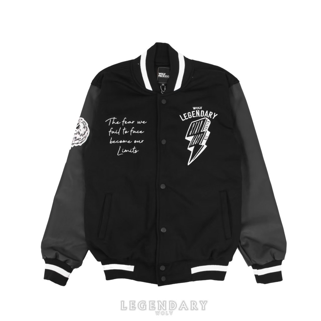 TURUN HARGA ! WOLV ORIGINAL Jaket Varsity Baseball Pria Wanita - Varsity Jacket Vintage Baseball Oversize Jumbo ORIGINAL