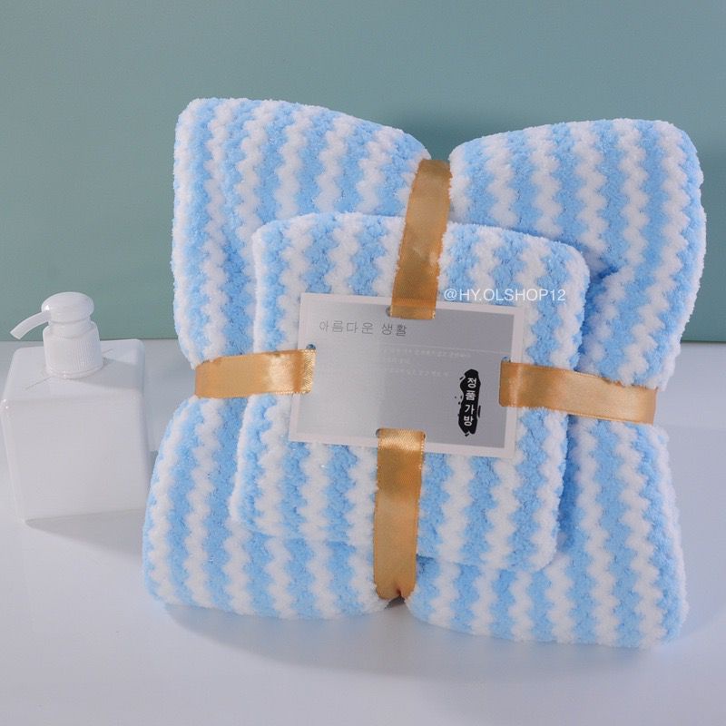 [HY.OLSHOP12] Handuk Set 2in1 New Motif Zigzag Handuk Mandi &amp; Wajah Handuk Mandi Dewasa