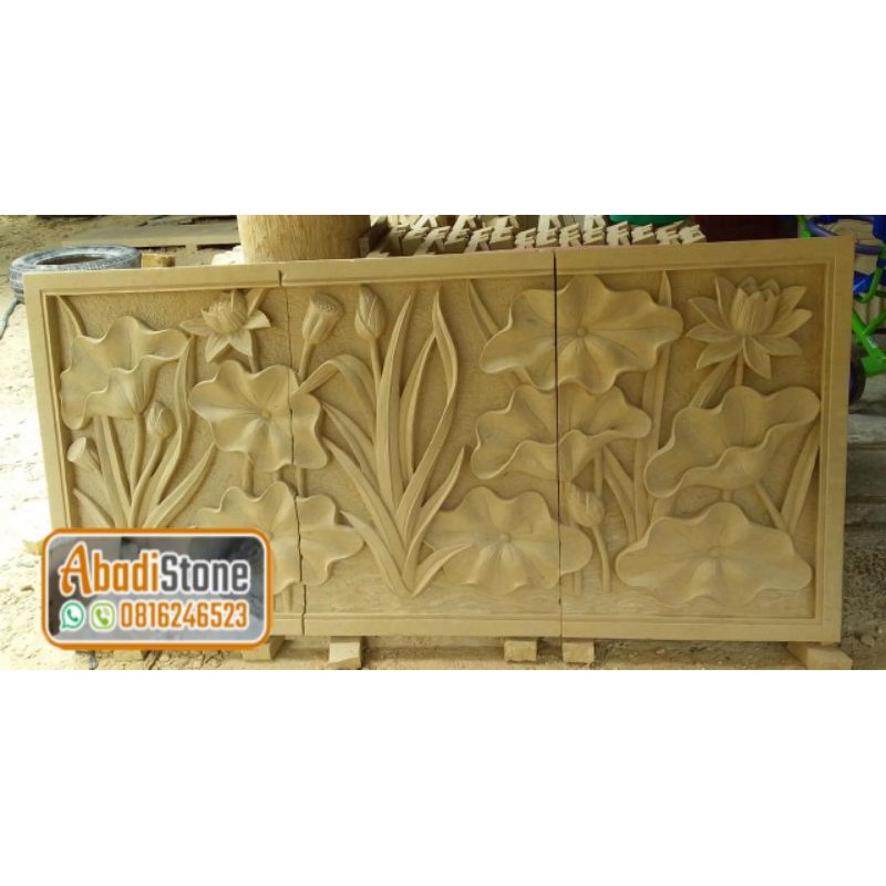 relief batu alam dekorasi dinding ornamen batu paras jogja