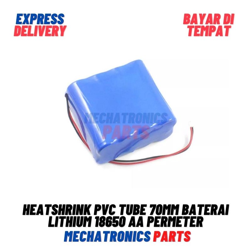 Heatshrink PVC Tube 70mm Baterai Lithium 18650 AA Permeter