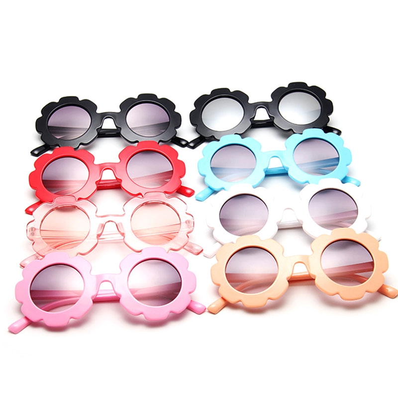 Kacamata Anak Perempuan Anti UV400 Bentuk Bulat Motif Bunga Matahari Bahan Plastik-2