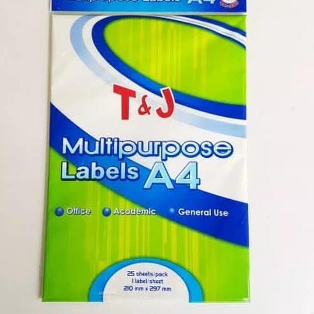 

Terjangkau - T&J Labels LABEL T&J MULTIPURPOSE A4 25 SHEETS 케