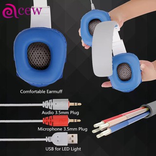 Headset Gaming dengan Mikrofon Lampu LED Kabel 3.5mm 