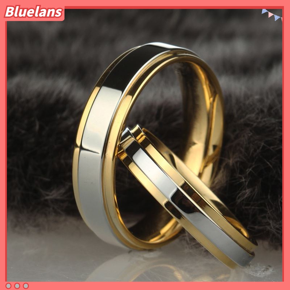 Bluelans Fashion Lover Couples Women Titanium Steel Engagement Wedding Ring Band Jewelry