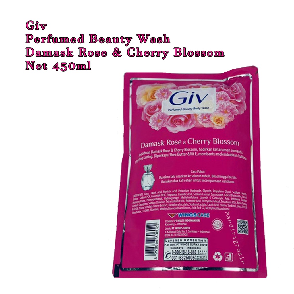 Sabun Cair *  Giv Perfumed Beauty * Sabun Cair Refill * Damask Rose Cherry * 450ml