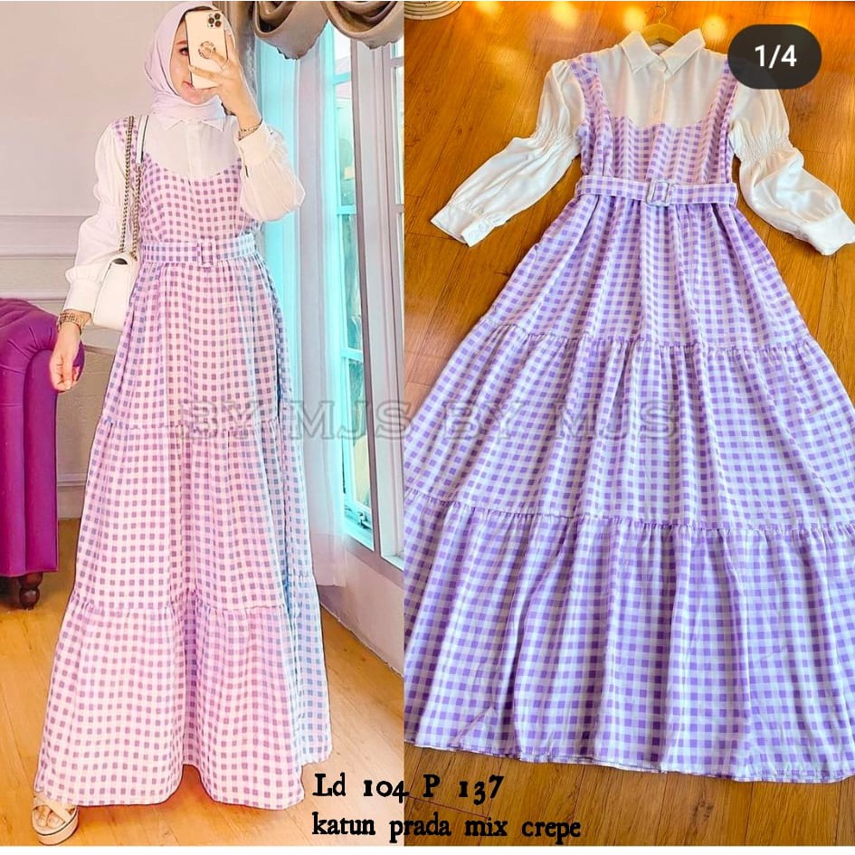 DRESS KAYLA // DRESS KATUN KOTAK MIX PRADA CREPE