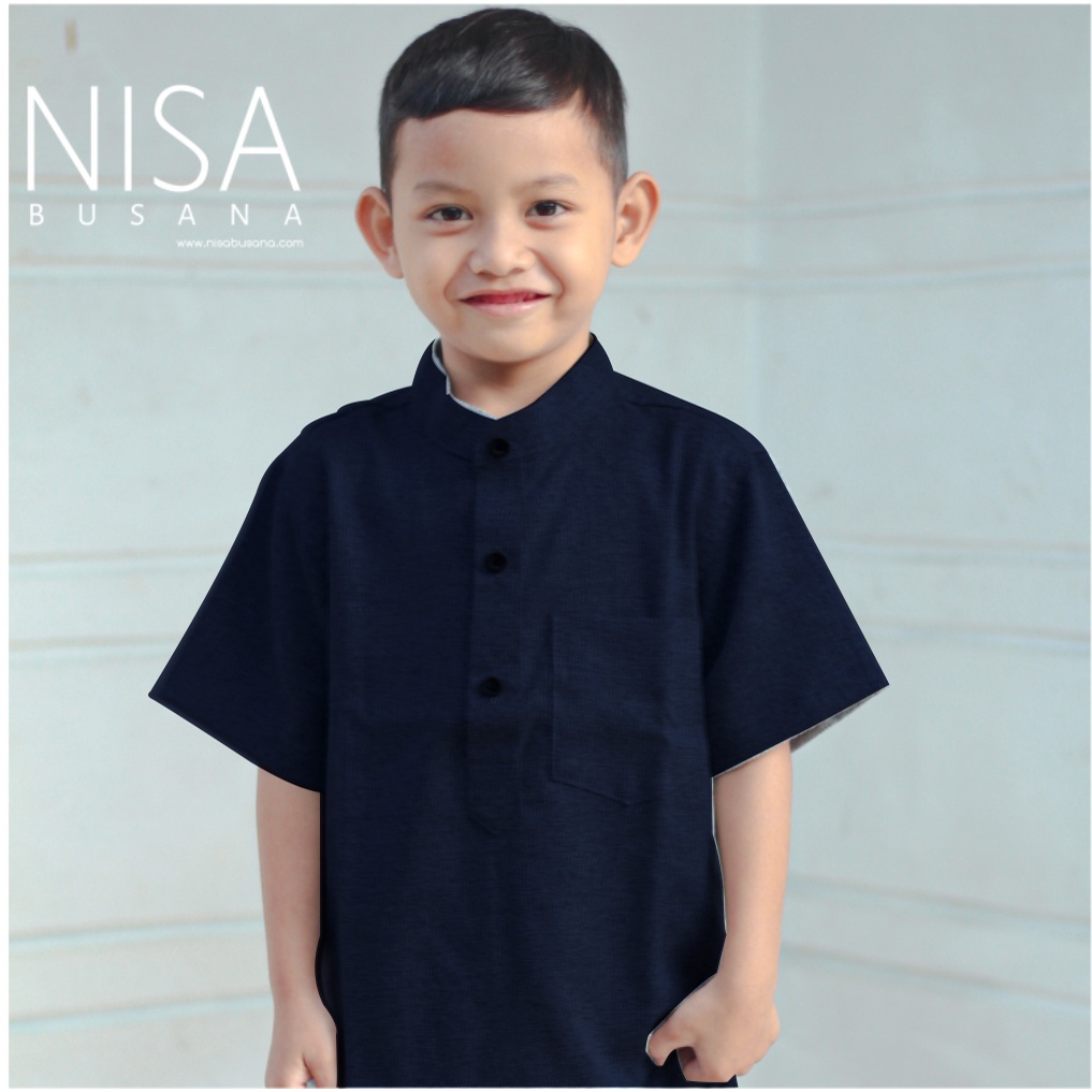 Yameena Kids Pakian Baju Koko Muslim Anak Laki Laki  Lengan Pendek Bahan Katun Madina Premium Kode NB-01 By Yameenakids